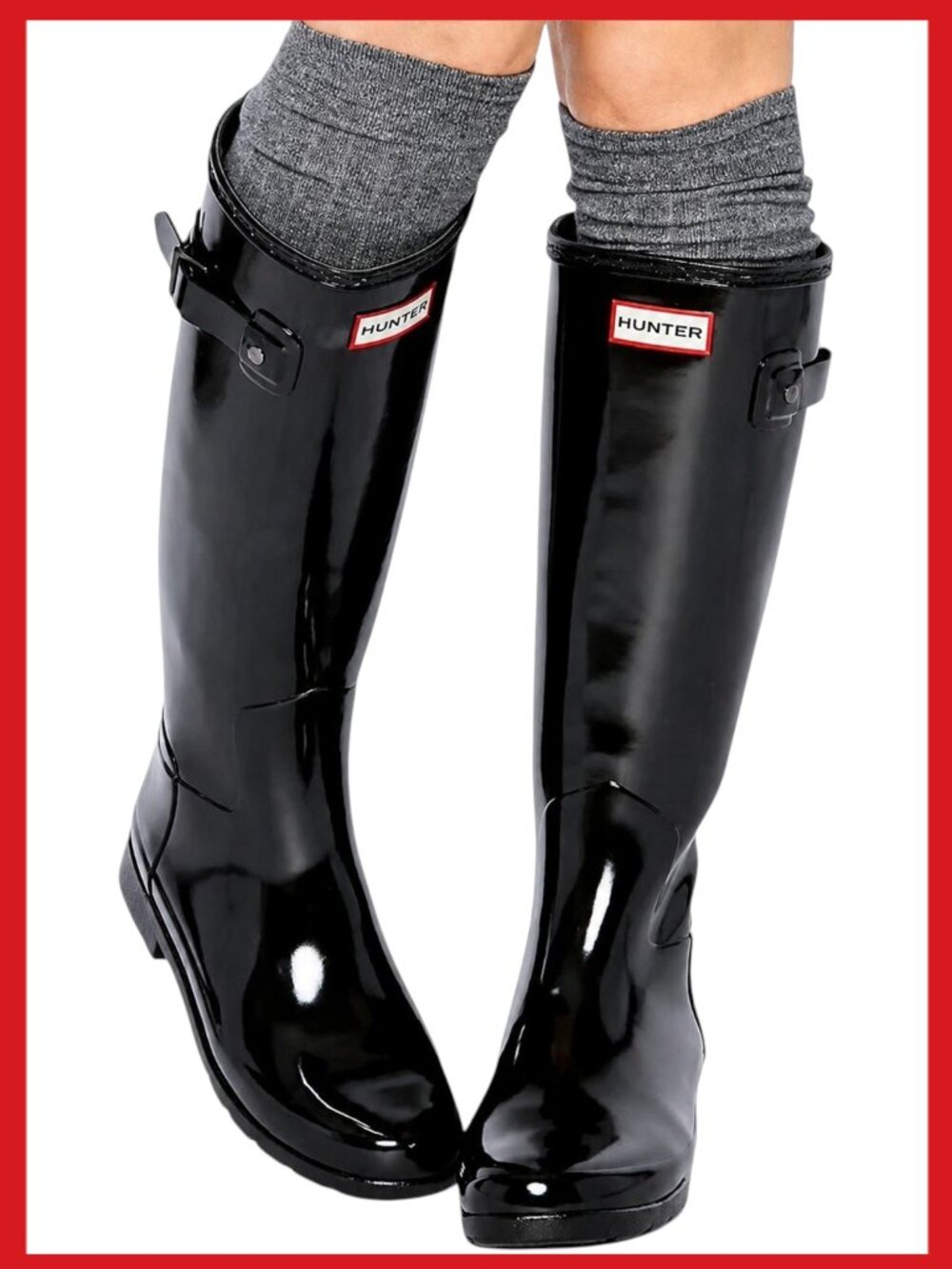 Hunter Rain Boots Black Original Tall Gloss US 6